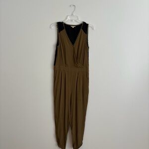Leifsdottir Brown Jumpsuit with Tapered Legs and V-Neckline